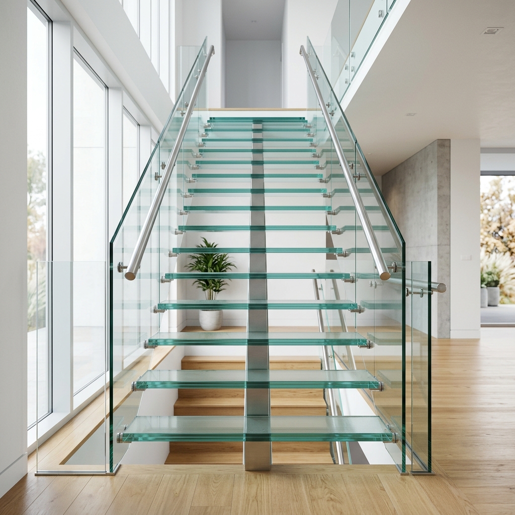 Cầu Thang Kính Cường Lực Tay Vịn Inox 304 NewWindow Premium
